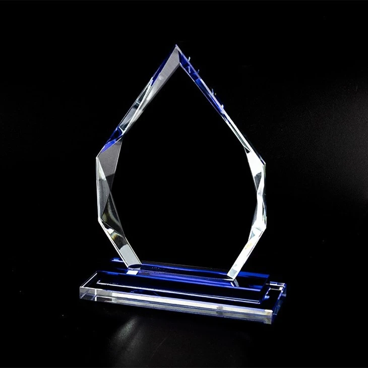Leaf Shaped Transparent Customizable Crystal Trophy
