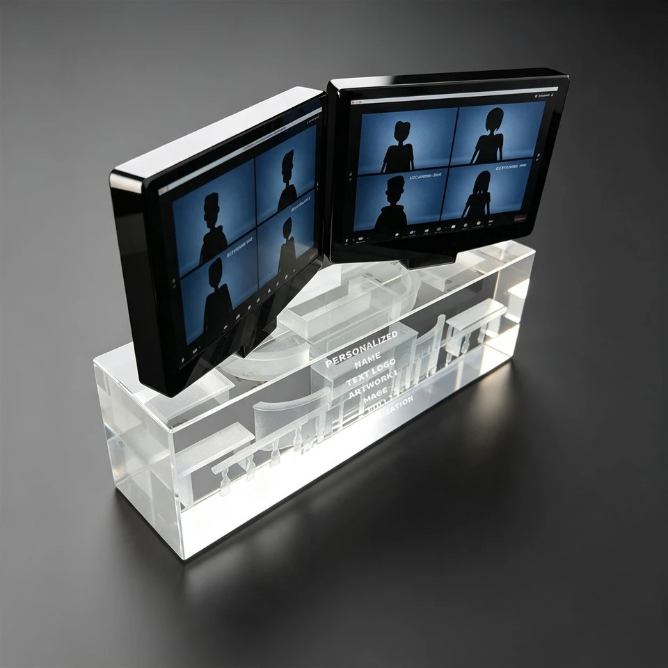 Dual Monitor Desk Clear Crystal Trophy factory