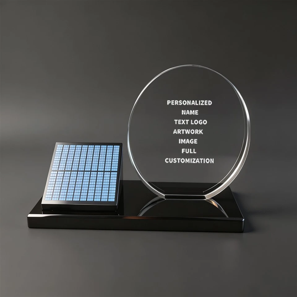 Solar Theme Black Base Crystal Trophy suppliers